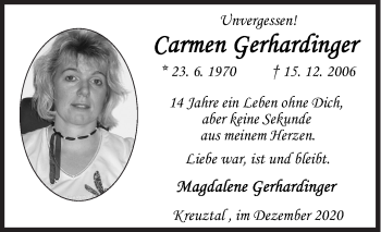 Traueranzeige von Carmen Gerhardinger von Siegener Zeitung