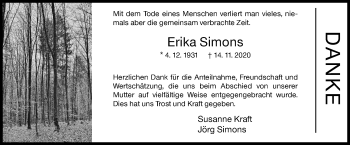 Traueranzeige von Erika Simons von Siegener Zeitung
