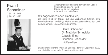 Traueranzeige von Ewald Schneider von Siegener Zeitung