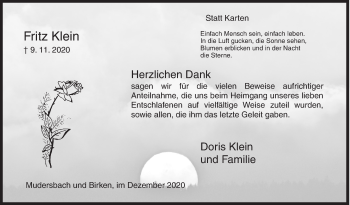 Traueranzeige von Fritz Klein von Siegener Zeitung