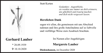 Traueranzeige von Gerhard Lauber von Siegener Zeitung