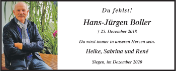 Traueranzeige von Hans-Jürgen Boller von Siegener Zeitung