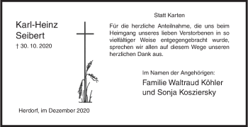 Traueranzeige von Karl-Heinz Seibert von Siegener Zeitung