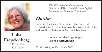 Traueranzeige von Luise Freudenberg von Siegener Zeitung