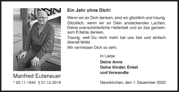 Traueranzeige von Manfred Euteneuer von Siegener Zeitung