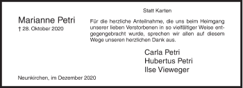 Traueranzeige von Marianne Petri von Siegener Zeitung