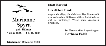 Traueranzeige von Marianne Spyra von Siegener Zeitung