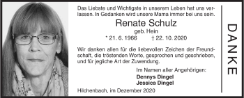 Traueranzeige von Renate Schulz von Siegener Zeitung