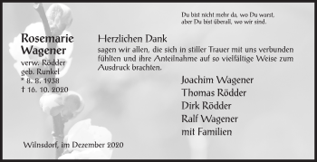 Traueranzeige von Rosemarie Wagener von Siegener Zeitung