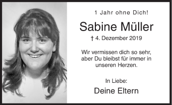 Traueranzeige von Sabine Müller von Siegener Zeitung