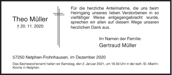 Traueranzeige von Theo Müller von Siegener Zeitung