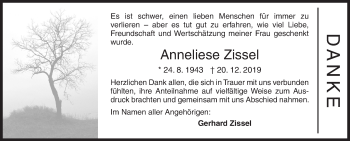 Traueranzeige von Anneliese Zissel von Siegener Zeitung