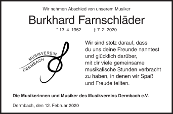 Traueranzeige von Burkhard Farnschläder von Siegener Zeitung