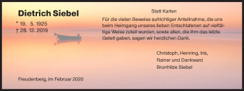 Traueranzeige von Dietrich Siebel von Siegener Zeitung