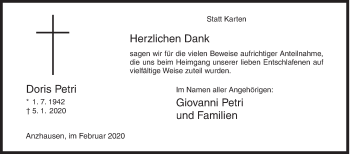 Traueranzeige von Doris Petri von Siegener Zeitung