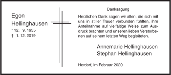 Traueranzeige von Egon Hellinghausen von Siegener Zeitung