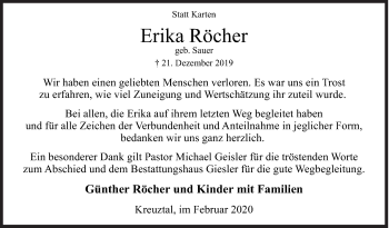 Traueranzeige von Erika Röcher von Siegener Zeitung