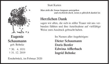 Traueranzeige von Eugenie Schaumann von Siegener Zeitung