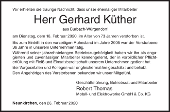 Traueranzeige von Gerhard Küther von Siegener Zeitung