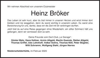 Traueranzeige von Heinz Bröker von Siegener Zeitung