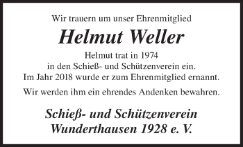 Traueranzeige von Helmut Weller von Siegener Zeitung
