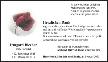 Traueranzeige von Irmgard Blecher von Siegener Zeitung