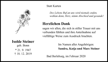Traueranzeige von Isolde Steiner von Siegener Zeitung