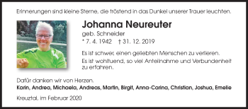 Traueranzeige von Johanna Neureuter von Siegener Zeitung