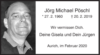 Traueranzeige von Jörg Michael Pöschl von Siegener Zeitung
