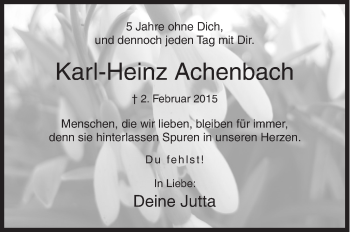 Traueranzeige von Karl-Heinz Achenbach von Siegener Zeitung