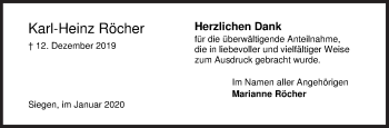 Traueranzeige von Karl-Heinz Röcher von Siegener Zeitung