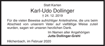 Traueranzeige von Karl-Udo Dollinger von Siegener Zeitung