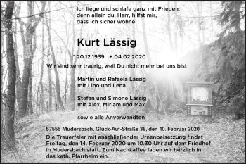 Traueranzeige von Kurt Lässig von Siegener Zeitung