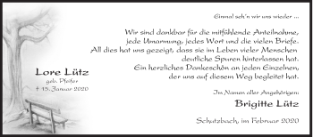 Traueranzeige von Lore Lütz von Siegener Zeitung