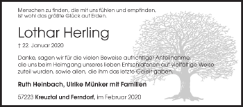 Traueranzeige von Lothar Herling von Siegener Zeitung