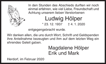 Traueranzeige von Ludwig Hölper von Siegener Zeitung