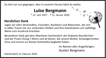 Traueranzeige von Luise Bergmann von Siegener Zeitung