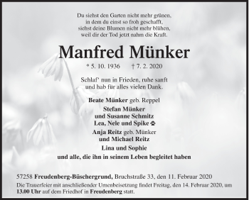Traueranzeige von Manfred Münker von Siegener Zeitung