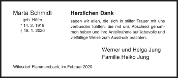 Traueranzeige von Marta Schmidt von Siegener Zeitung
