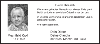 Traueranzeige von Mechthild Kroll von Siegener Zeitung