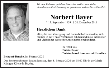 Traueranzeige von Norbert Bayer von Siegener Zeitung