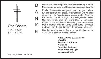 Traueranzeige von Otto Göhrke von Siegener Zeitung