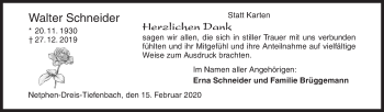 Traueranzeige von Walter Schneider von Siegener Zeitung