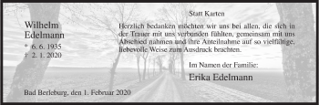 Traueranzeige von Wilhelm Edelmann von Siegener Zeitung