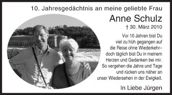 Traueranzeige von Anne Schulz von Siegener Zeitung