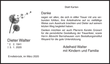 Traueranzeige von Dieter Walter von Siegener Zeitung