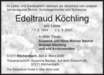 Traueranzeige von Edeltraud Köchling von Siegener Zeitung