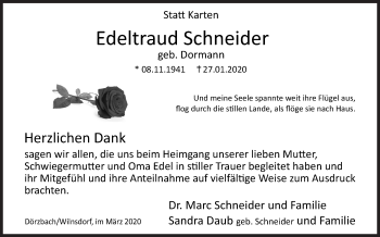 Traueranzeige von Edeltraud Schneider von Siegener Zeitung