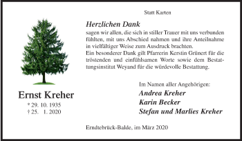 Traueranzeige von Ernst Kreher von Siegener Zeitung
