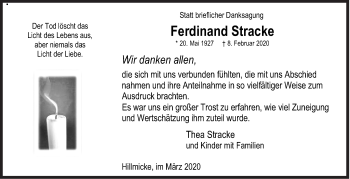 Traueranzeige von Ferdinand Stracke von Siegener Zeitung